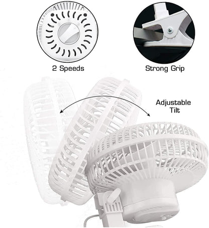 Senelux 6" Clip On Desk Fan- Home Cooling from a Portable, Cool Clip Fan; Clip on Desk Fan