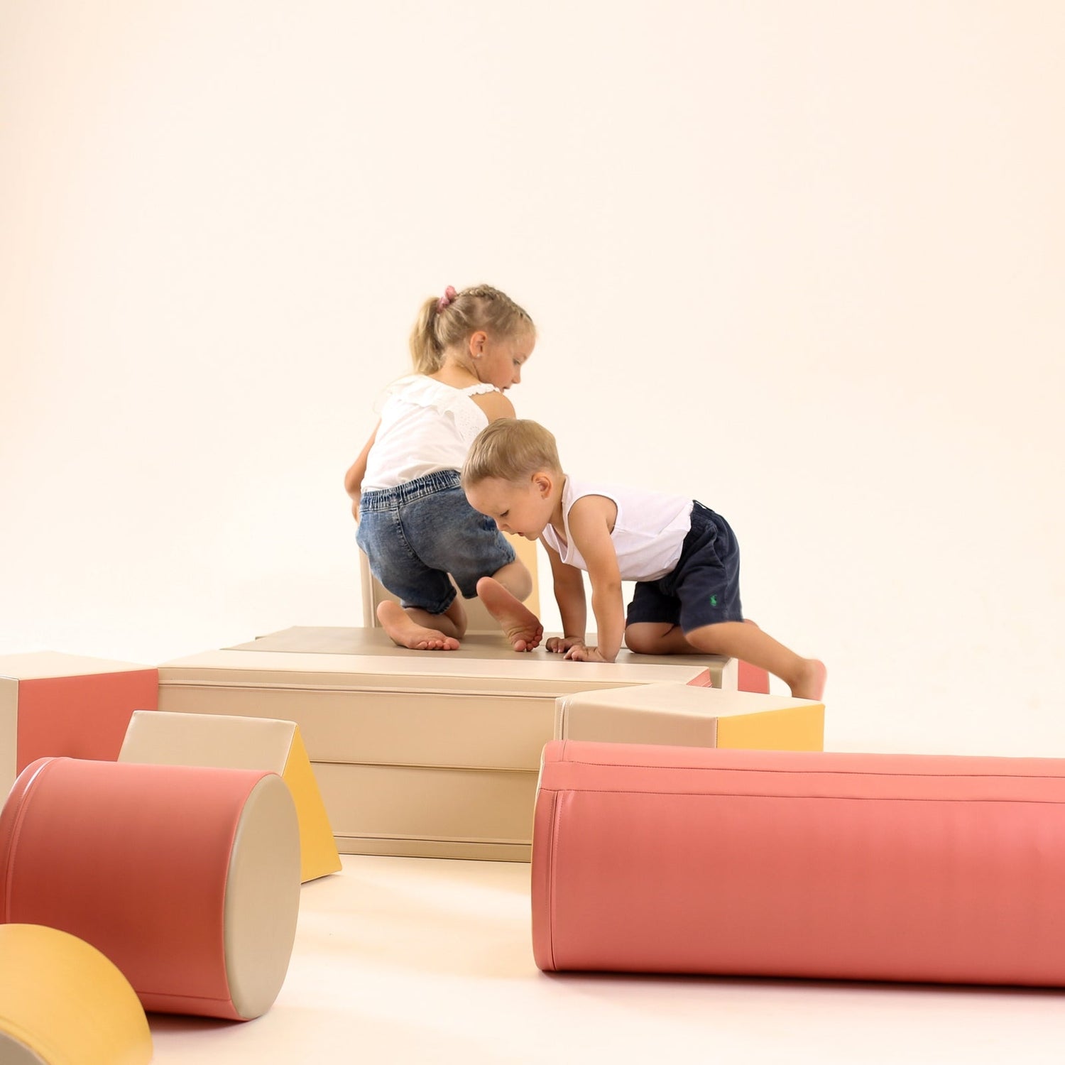 Blush Apricot Mega Fort furniture set in pastel pink, featuring a colorful, cozy play fortress for kids with soft fabric and playful design.