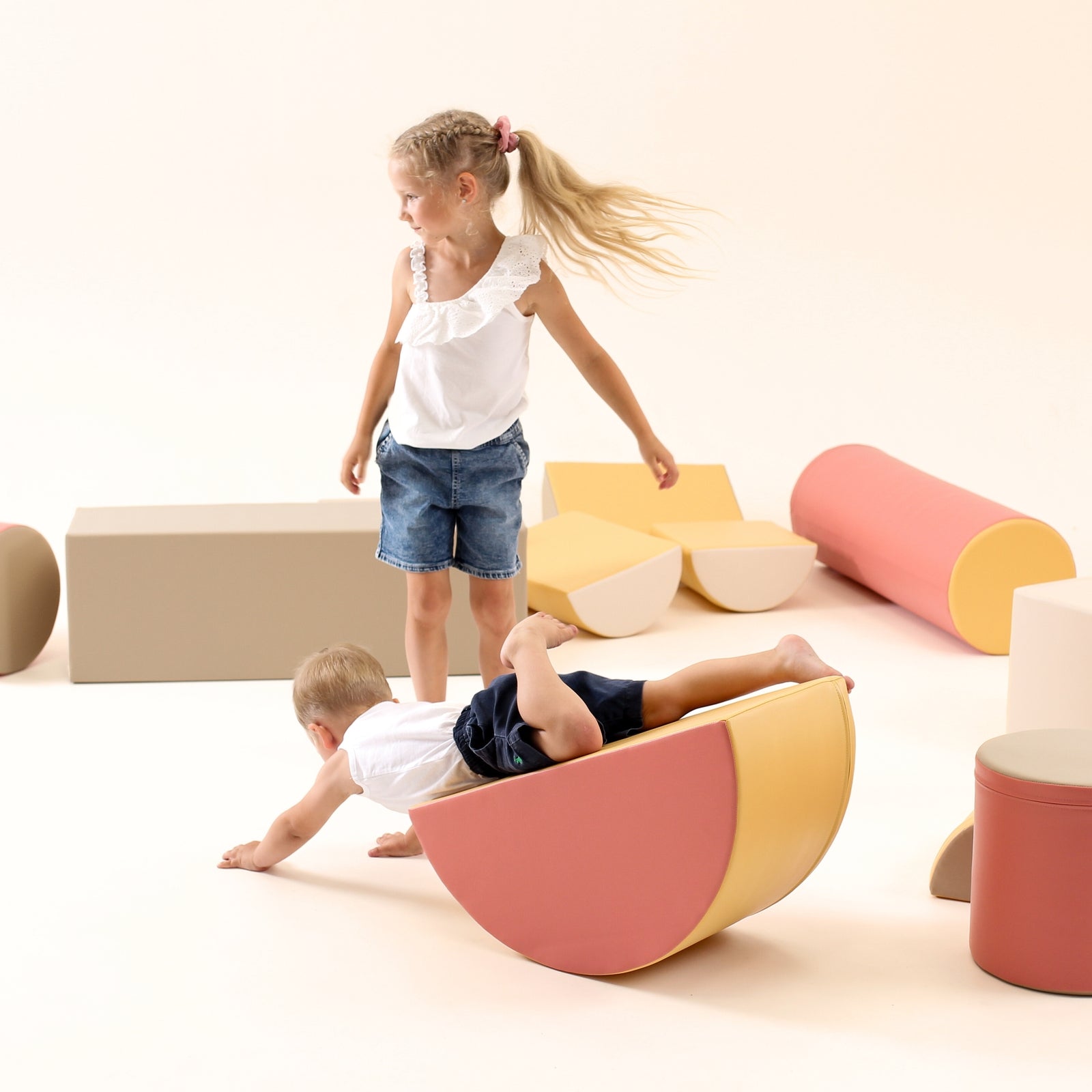 Blush Apricot Mega Fort furniture set with pastel pink fortress design, perfect for kids’ play and imaginative fun.