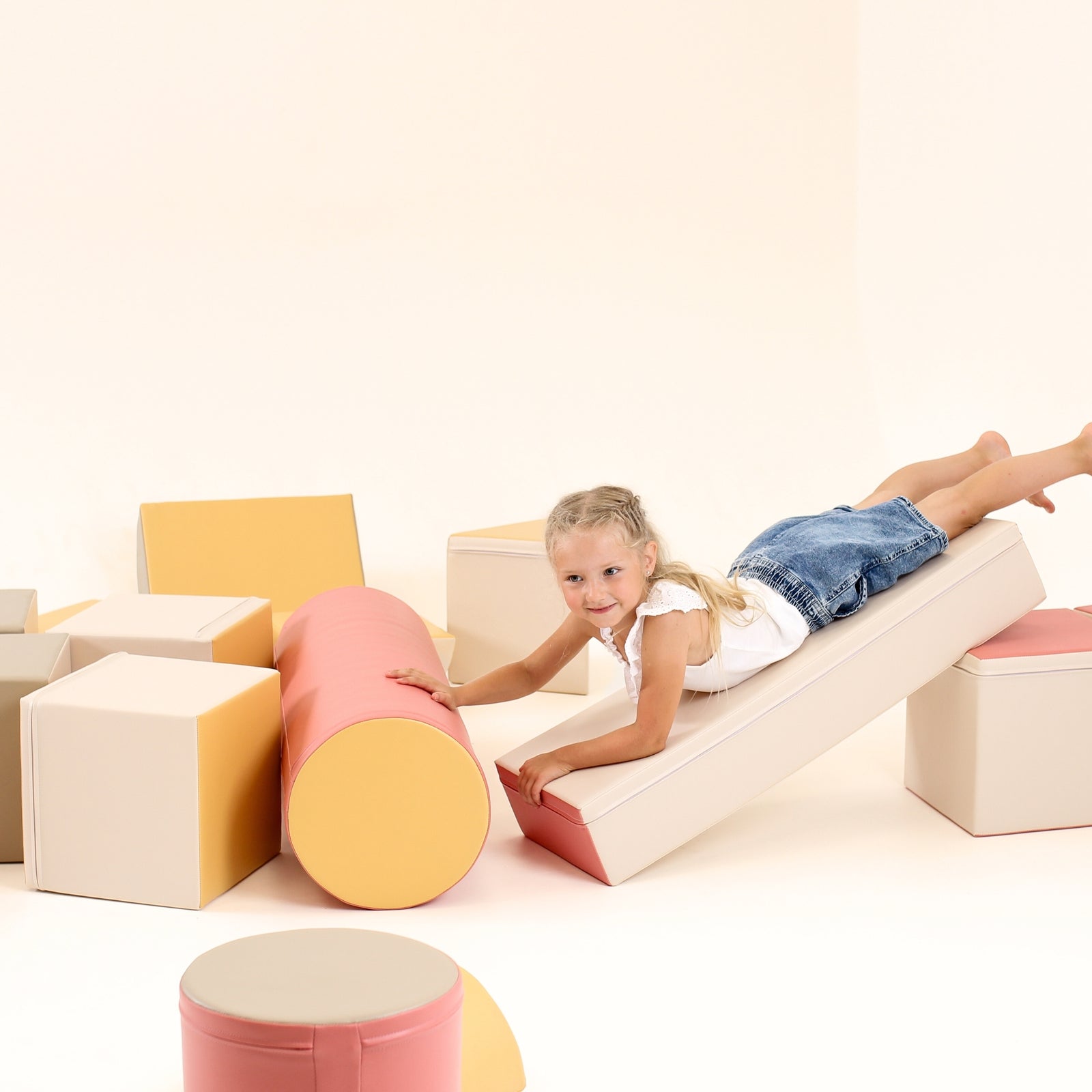Blush Apricot Mega Fort furniture set in pastel pink, featuring a cozy, large play fortress for kids&