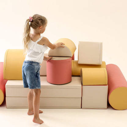 Pink pastel Mega Fort furniture set by Blush Apricot featuring a cozy play fortress for kids.