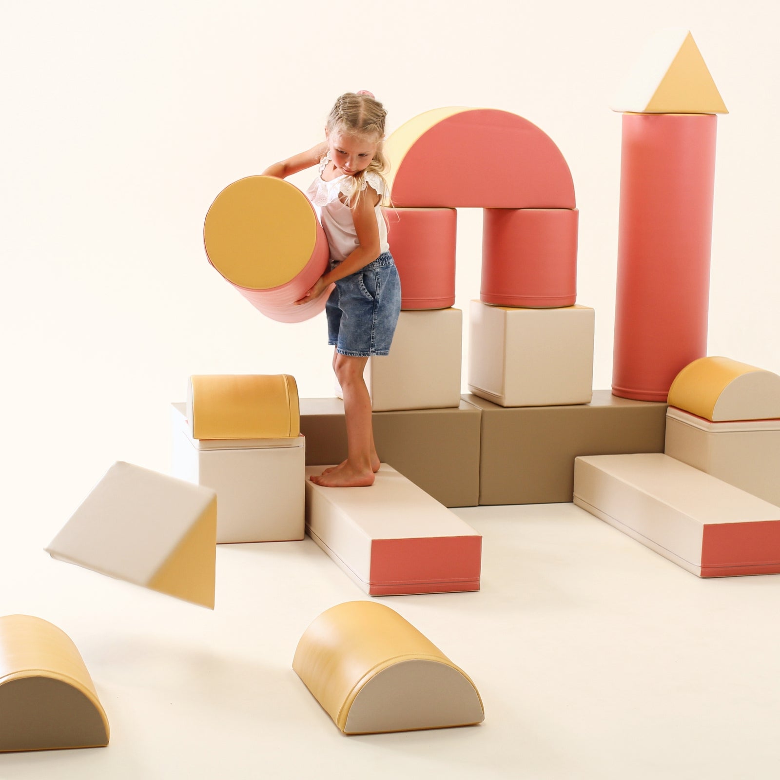 Pink Mega Fort furniture by Blush Apricot featuring a pastel pink fortress structure for kids&
