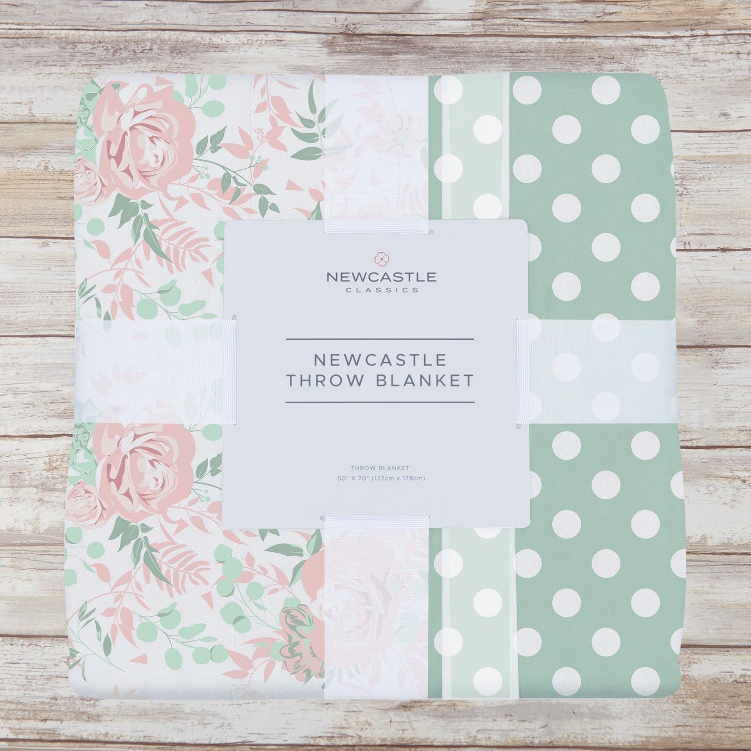 Kids and babies cotton muslin throw blanket featuring desert rose and jade polka dots by Lavender Charlie