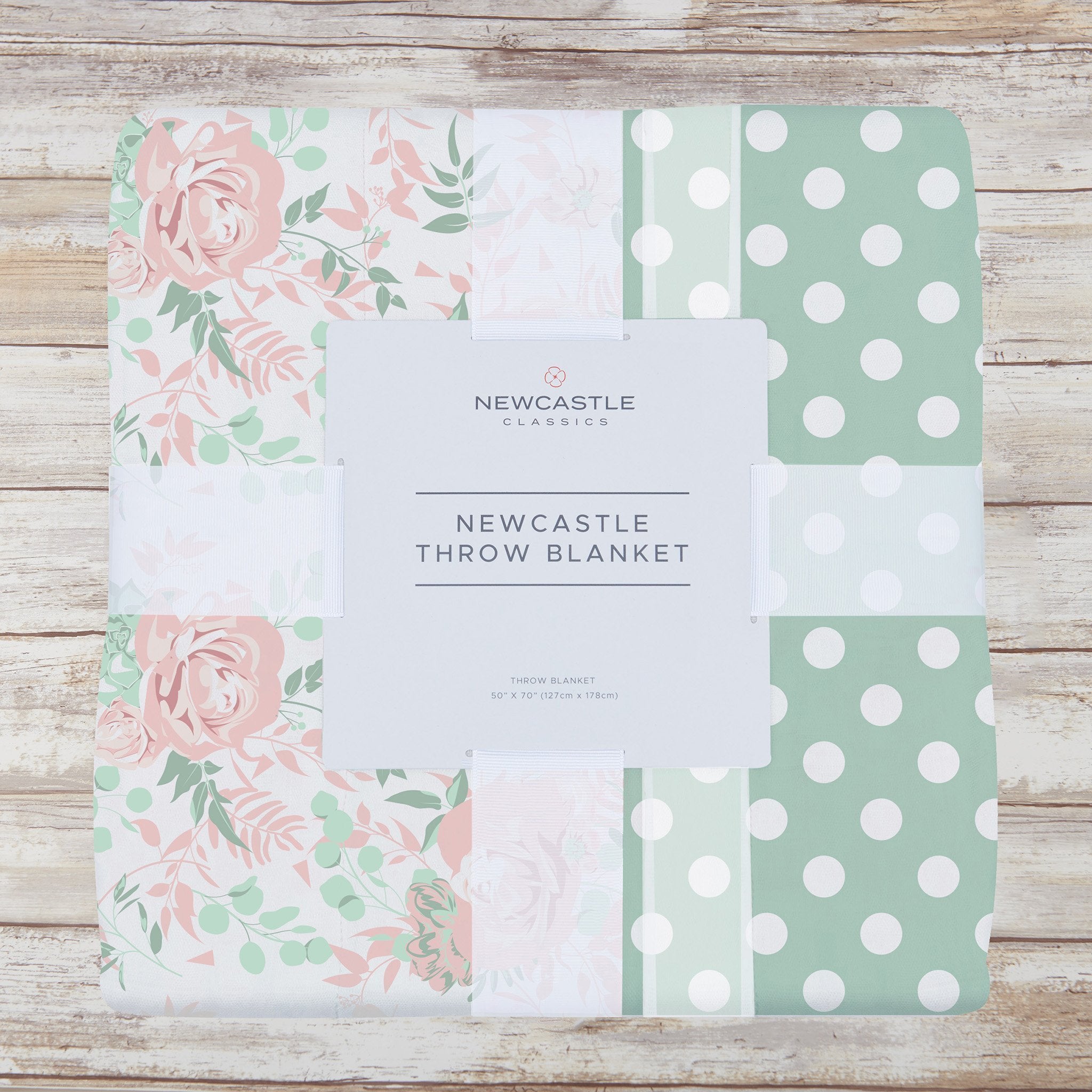 Kids and babies cotton muslin throw blanket featuring desert rose and jade polka dots by Lavender Charlie