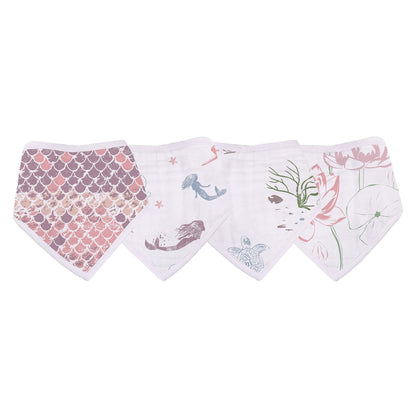 Kids and babies bamboo bandana bib set by Lavender Charlie featuring colorful under the sea ocean designs in a 4-pack.