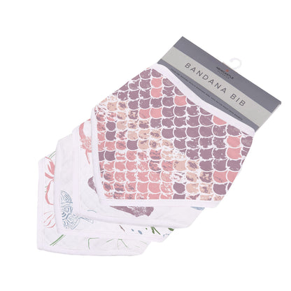 Kids and babies Lavender Charlie Under The Sea bamboo bandana bib 4-pack with colorful ocean-themed designs.