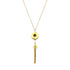 Ariel Bullet Tassel Necklace with slate-colored beads and tassel pendant, stylish jewelry accessory for women.