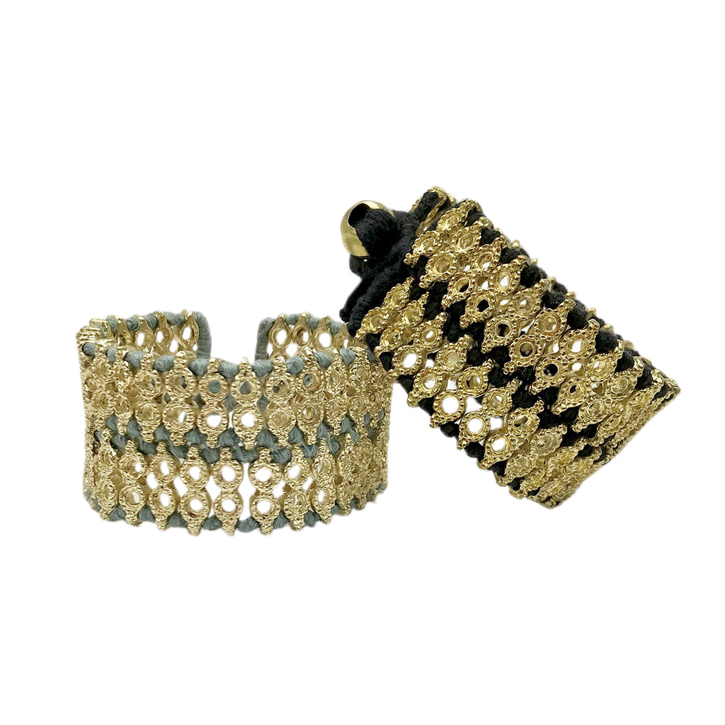 Ariel Riya cuff bracelet in slate and salt tones, showcasing a sleek, minimalist design with smooth metal finish.