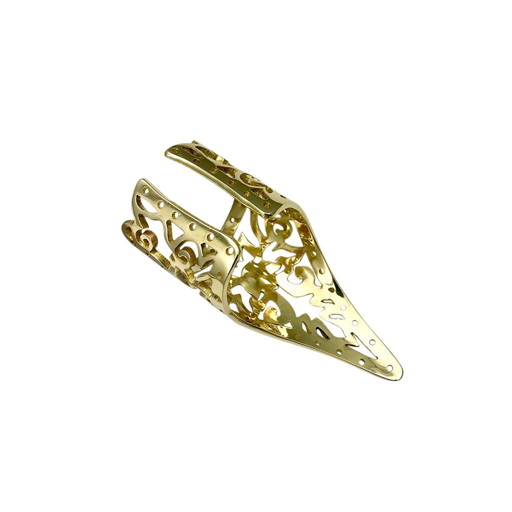 Ariel Khmer Temple Ring featuring intricate carved details, made of dark metal with a unique temple-inspired design.