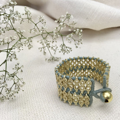 Ariel Riya Cuff bracelet featuring slate and salt-toned statement design with textured metal details.