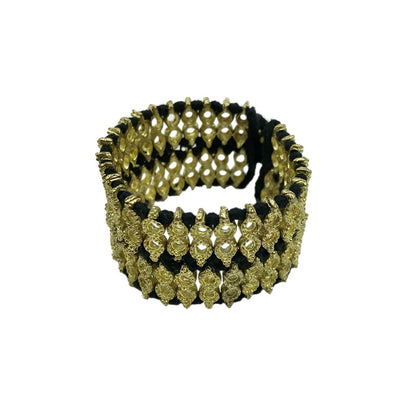 Ariel Riya cuff bracelet in slate color with salt-tone accents, stylish statement jewelry for women.