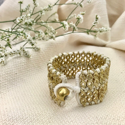 Ariel Riya cuff bracelet in slate and salt white with a sleek, modern design, featuring smooth metal finish and elegant style.
