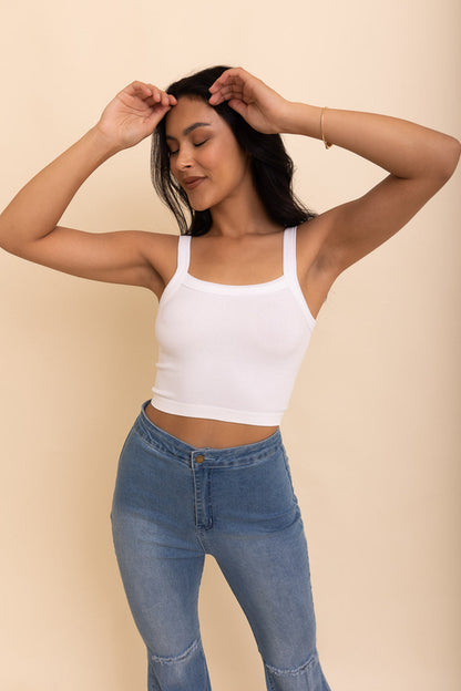 White Seamless Brami Top by Periwinkle Aether, featuring a sleek, comfortable design perfect for layering or casual wear.