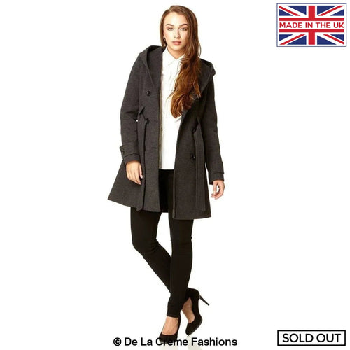 Grey Rose Eleusis Slim Fit Shawl Hooded Coat, stylish jacket with a fitted silhouette and cozy hood, suitable for cold weather.