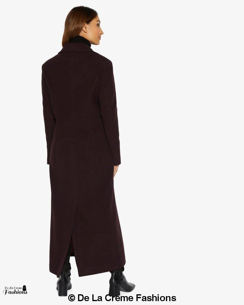 Rose Eleusis slim fit wool blend longline maxi coat, stylish jacket with tailored fit and elegant design, perfect for cold weather.