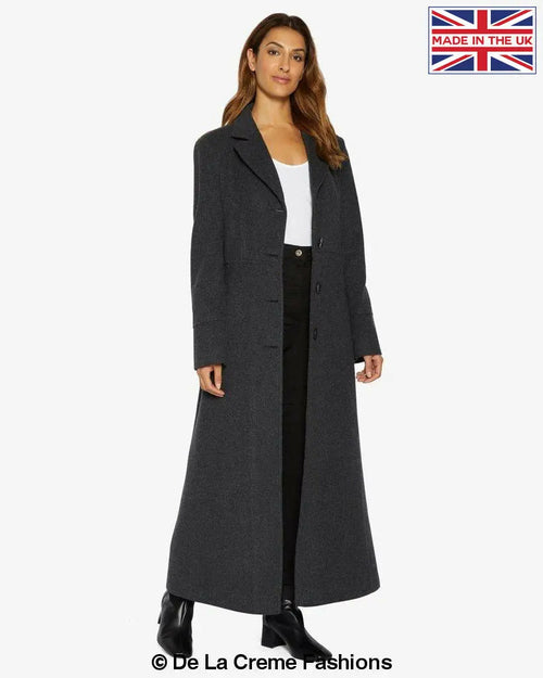 Grey Rose Eleusis slim fit wool blend longline maxi coat, stylish jackets and coats for a sophisticated look.
