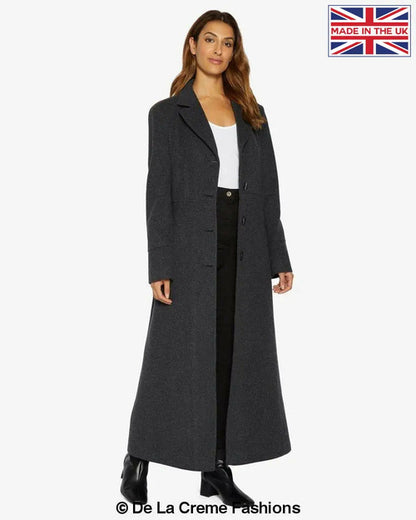 Grey Rose Eleusis slim fit wool blend longline maxi coat, stylish jackets and coats for a sophisticated look.