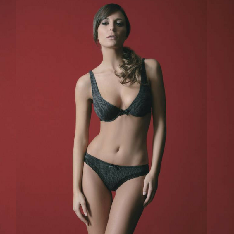 Lime Lucy Sassa Dark Soul deep-V plunge push-up bra in black lace lingerie with supportive underwire and floral detailing.
