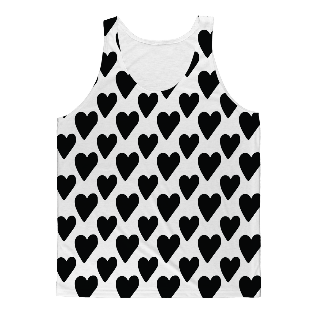Sky Felix Small Hearts Classic Sublimation Adult Tank Top featuring a small hearts pattern on a breathable T-shirt.