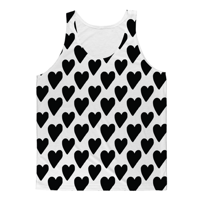 Sky Felix Small Hearts Classic Sublimation Adult Tank Top featuring a small hearts pattern on a breathable T-shirt.