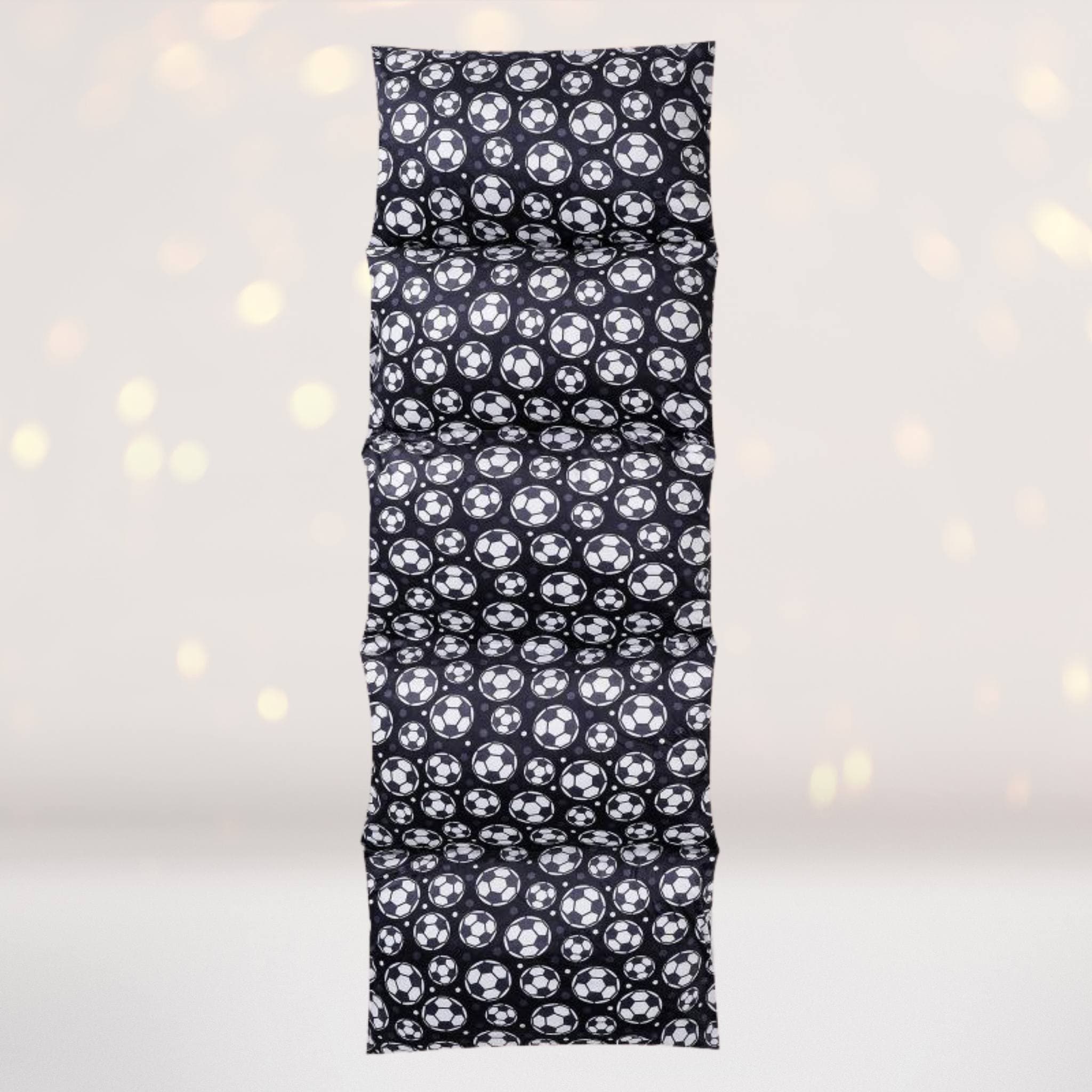 Amaranth Thistle soccer pillow bed case designed as a floor lounger gift, featuring a sporty soccer ball pattern on soft fabric.