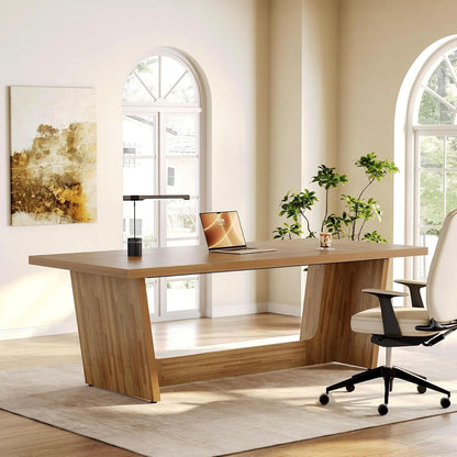 Spacious Wooden Executive Desk for Home Office Use