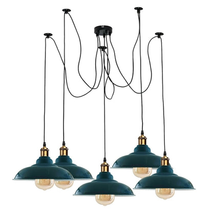Sangria Angel Industrial Spider Adjustable Multi-Arm Pendant Light with five arms and E27 bulbs, modern lighting fixture.