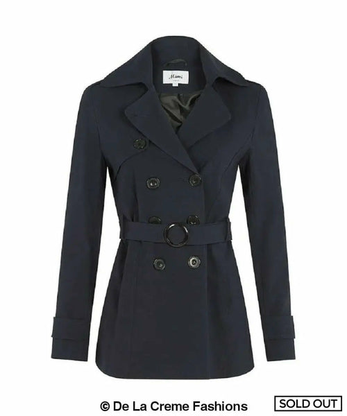 Navy blue Rose Eleusis double-breasted short coat, spring/summer jacket, stylish and lightweight for women.