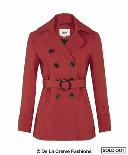 Rose Eleusis spring/summer double-breasted short coat in red, showcasing tailored design and stylish lapel details.