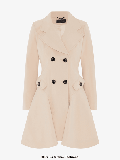 Rose Eleusis spring/summer double-breasted skater coat, stylish jacket with classic lapel and button details, perfect for transitional weather.
