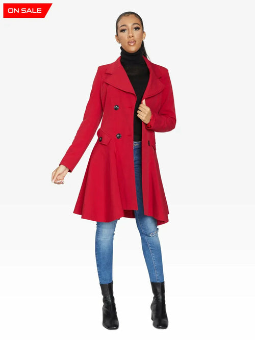 Red Rose Eleusis spring/summer double-breasted skater coat, stylish jackets and coats with tailored fit and classic design.