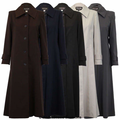 Longline Rose Eleusis Spring/Summer Mac Coat in lightweight fabric, shown on a hanger with a neutral background.