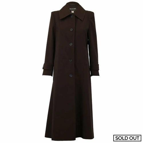 Brown Rose Eleusis longline mac coat for spring and summer, stylish jacket with a relaxed fit and classic design.