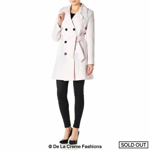 Pink Rose Eleusis military double-breasted trench coat for spring and summer, stylish jackets and coats for women.