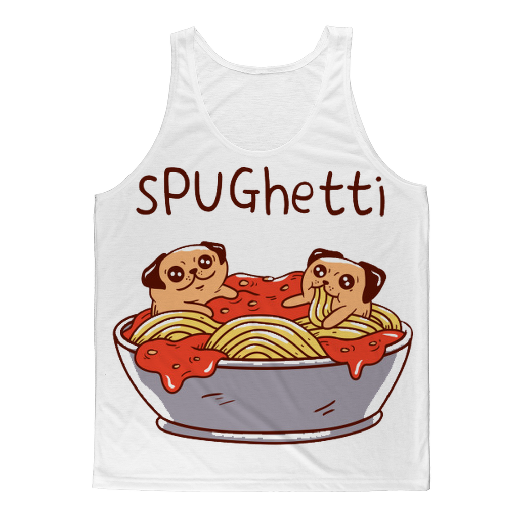 Sky Felix sPUGhetti Classic sublimation adult tank top, front view showcasing vibrant design and comfortable fit.
