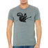 Heather gray T-shirt featuring a squirrel playing guitar graphic, designed by Indigo Tiger.