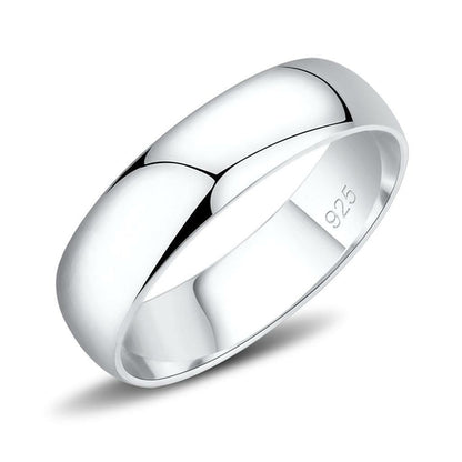 Silver 925 Sterling Silver Ring from Turquoise Tiger with a sleek, smooth band, no stones, in a close-up view.