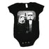 Black Star Wars American Gothic baby onesie by Indigo Tiger, featuring iconic sci-fi character graphic and comfortable fabric.