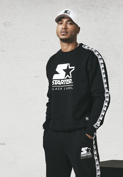 Callisto Starter Logo Taped Crewneck sweatshirt featuring a logo design, soft fabric, and ribbed cuffs in a casual style.