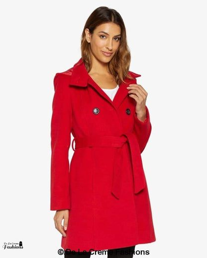 Rose Eleusis double-breasted hooded coat, stylish jacket with a hood and button closure, shown in a natural fabric finish.