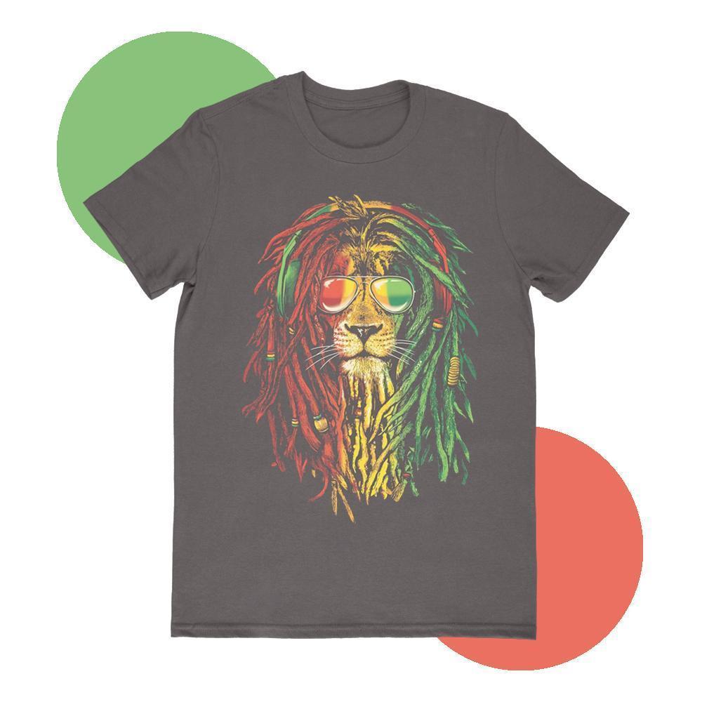 Stone Lion T-shirt by Scorpius featuring a graphic of a stone lion on a casual T-shirt, displayed on a plain background.