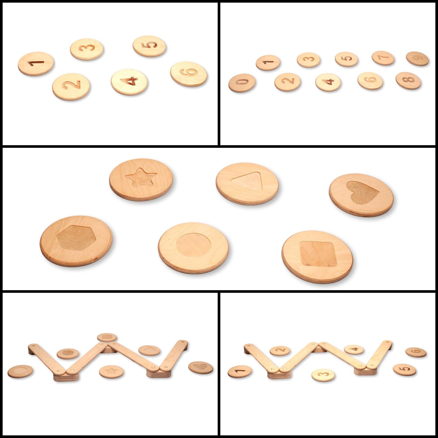 Red Oceanus Montessori balance beam and stepping stones set with colorful stones and wooden beam for children&