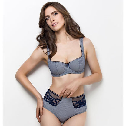 Navy lightly padded balcony bra by Lime Lucy from Lauma, featuring elegant design and supportive underwire for comfortable fit.