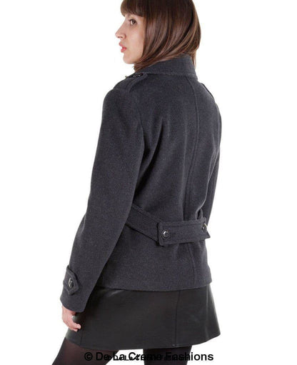 Rose Eleusis Harris Tweed contrast short pea coat, tailored jacket with classic design and stylish details.