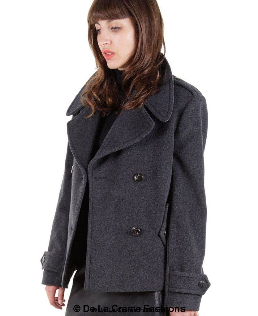 Rose Eleusis Harris Tweed short pea coat with contrast details, tailored fit, ideal for stylish jackets and coats.