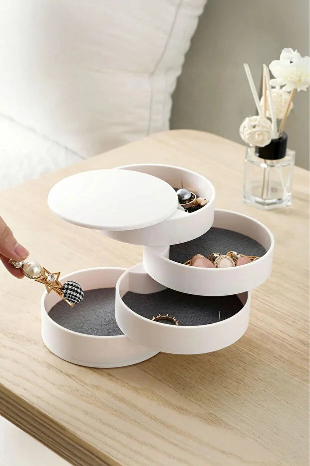 Gold Penelope 4-compartment jewelry organizer storage box with elegant design for organizing jewelry accessories in the kitchen.