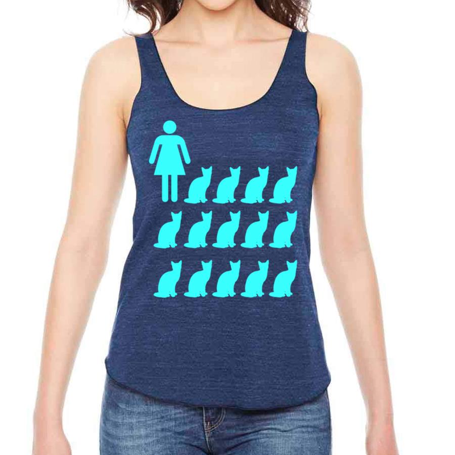 Pink tank top featuring playful cat illustrations, designed for cat lovers, from Indigo Tiger&