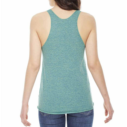 Flying bird swing racerback tank top by Indigo Tiger, featuring a lemon design on the back, casual sleeveless style for women.