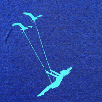 Flying bird swing racerback tank top by Indigo Tiger, featuring a vibrant bird design on a lightweight sleeveless shirt.