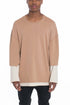 Taupe Lime Milo Cortez Slouch Long Sleeve T-shirt displayed flat with relaxed fit and long sleeves.